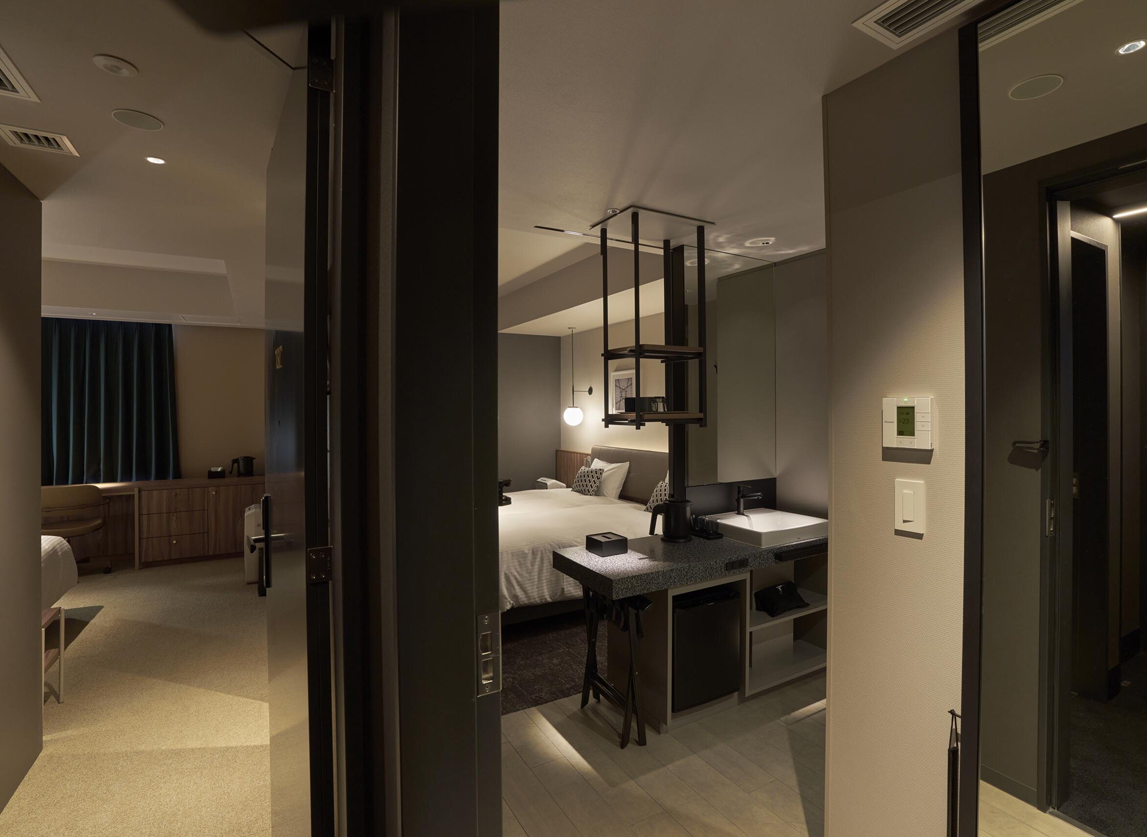 Cross Life Hakata Tenjin adjoining room layout for families or groups
