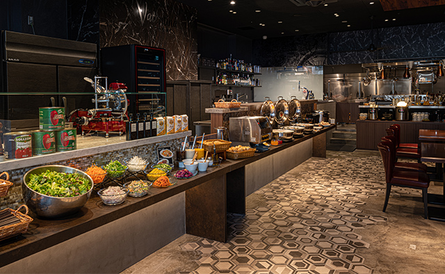 Osteria Valentina breakfast restaurant with buffet counter at Tokyu Stay Fukuoka Tenjin