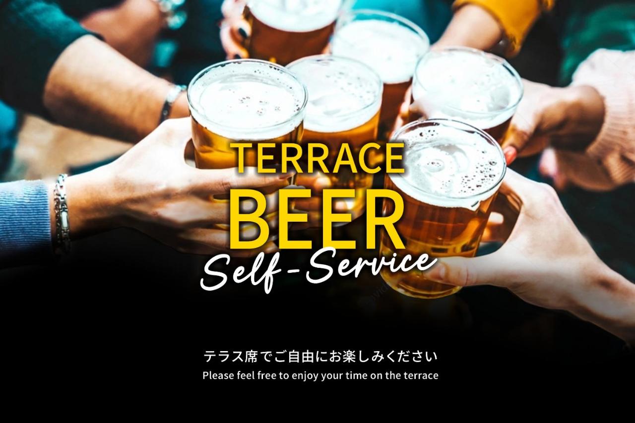 ZONK Hotel Hakata all-you-can-drink draft beer lounge with neon-lit decor