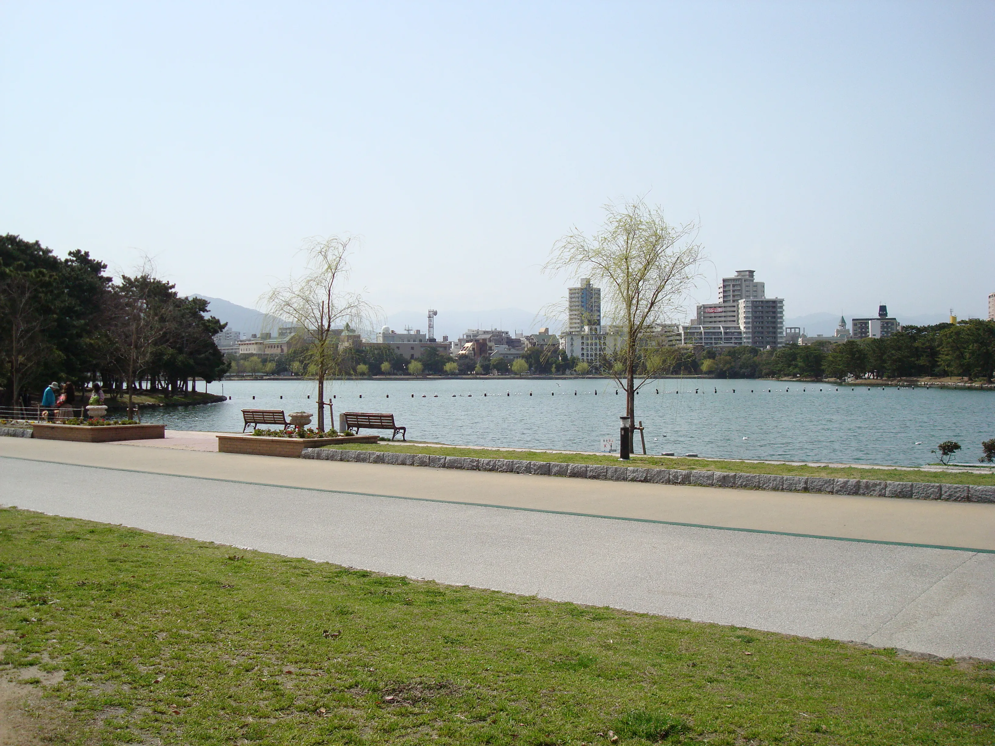 Ōhori Park lake and boats at the center of the Ohori residential district, Fukuoka
