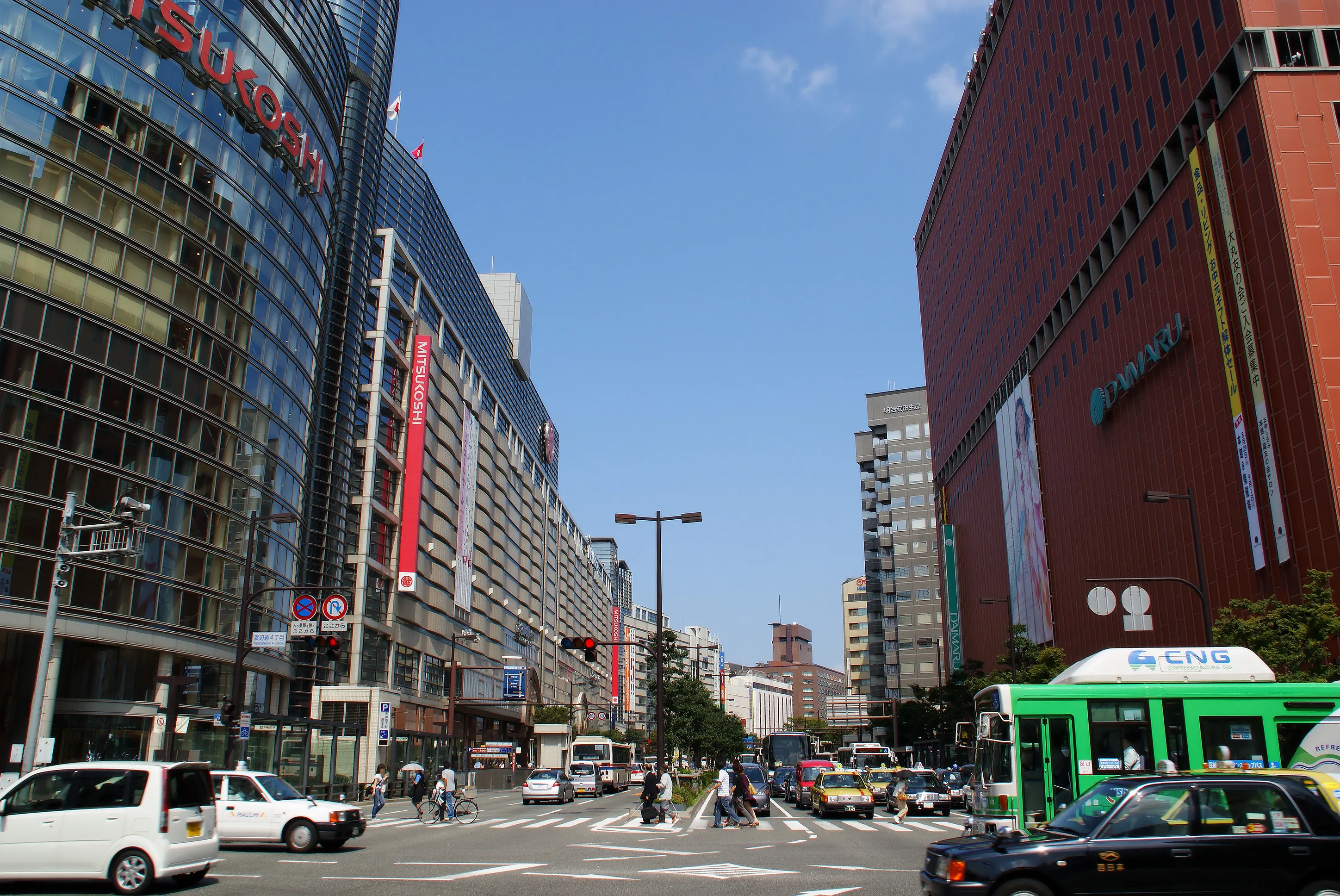 Watanabe-dori Avenue running through the Tenjin commercial district, Fukuoka